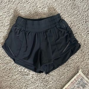 Black Lululemon Hotty Hot Low-Rise Lined 2.5” Shorts